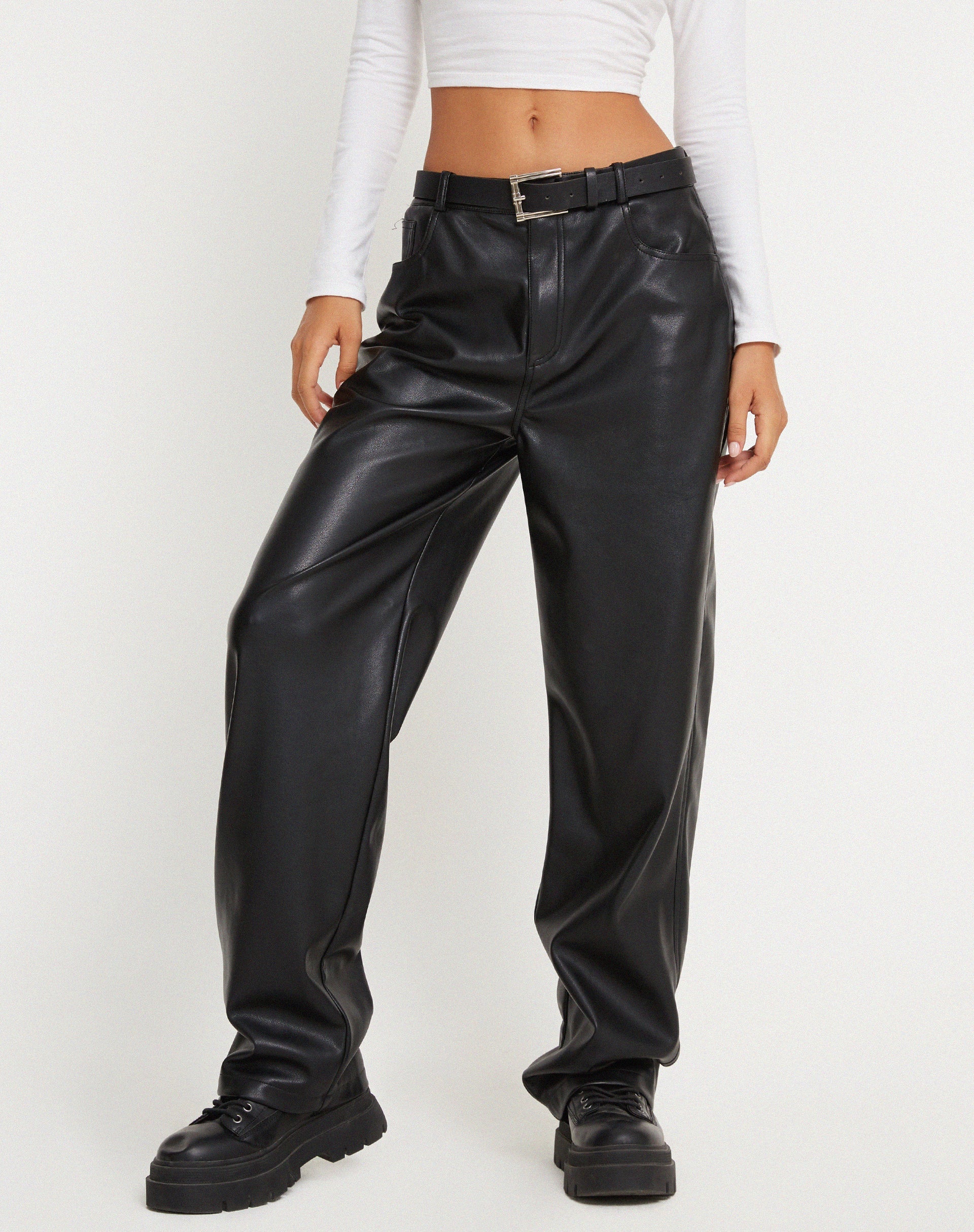 Buy NUSH Black Womens 2 Pocket Parallel Trousers | Shoppers Stop